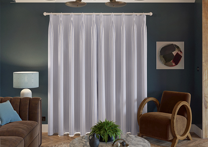 Lace Stripes, Sapphire - Made to Measure Curtains - Image 7